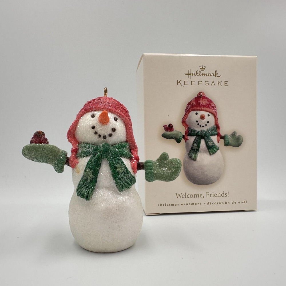 Hallmark Keepsake 2007 Welcome Friends Snowman Ornament Bird Christmas